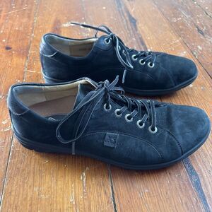 Hartjes Women's Lace Up Leather Oxford Nubuck Suede Sneaker Shoes Black US 9